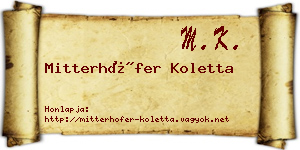Mitterhöfer Koletta névjegykártya